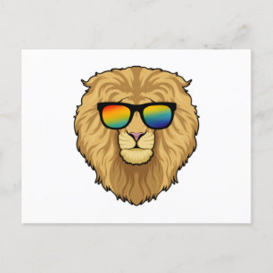 Carte Postale Lion avec lunettes de soleil