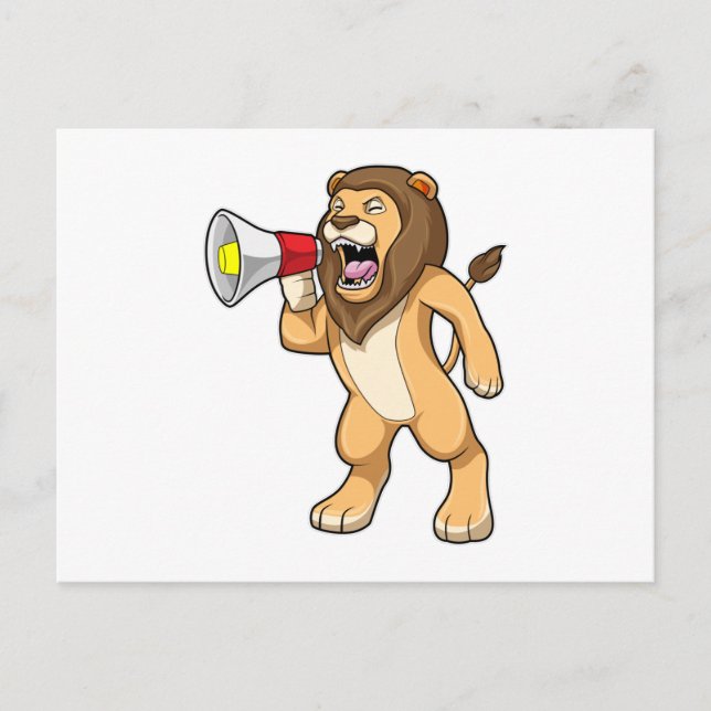 Carte Postale Lion avec microphone (Devant)