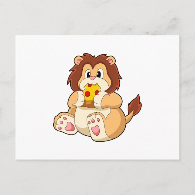 Carte Postale Lion avec morceau de pizza salami.PNG (Devant)