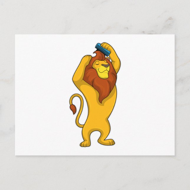 Carte Postale Lion avec peigne (Devant)