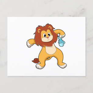 Carte Postale Lion avec poisson
