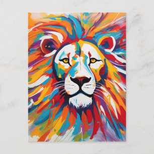 Carte Postale Lion blanc de beauté abstraite