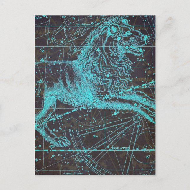 Carte Postale Lion bleu céleste vintage  (Devant)