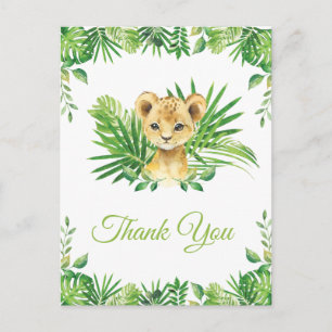 Carte Postale Lion Cub Végétation tropicale Anniversaire Merci 