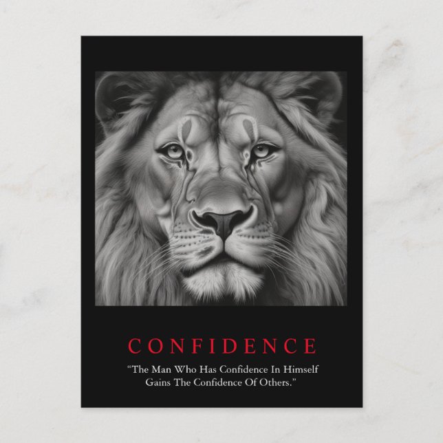 Carte Postale Lion de confiance noir blanc inspiré (Devant)