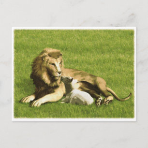 Carte Postale Lion et agneau