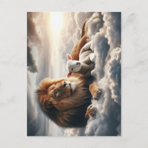 Carte postale Lion et agneau