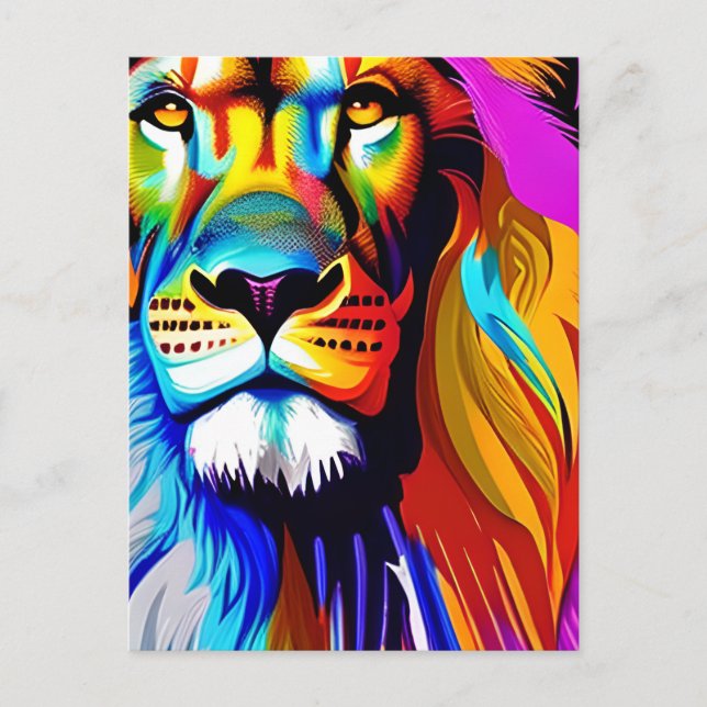 Carte Postale Lion Face Imaginaire mystique (Devant)