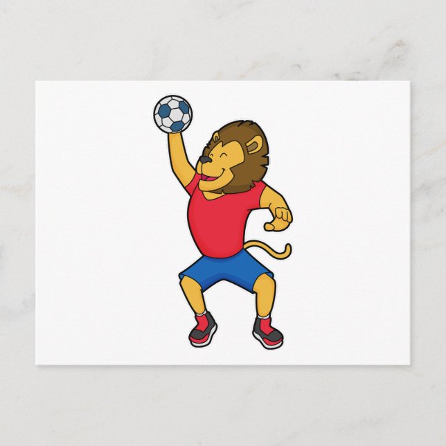 Carte Postale Lion Handball player Handball (Devant)