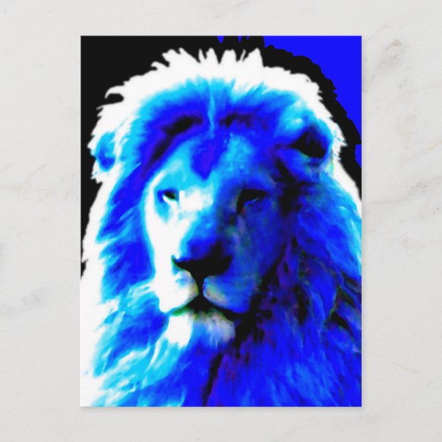 Carte postale Lion Head Blue (Devant)