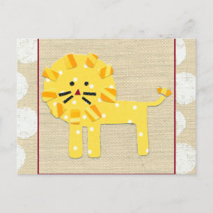 Carte Postale Lion jaune avec Pois blancs