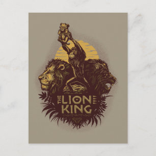 Carte Postale Lion King   Rafiki présente Simba Woodcut Design