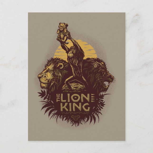 Carte Postale Lion King | Rafiki présente Simba Woodcut Design (Devant)