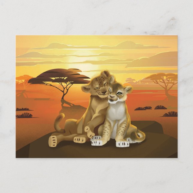 Carte Postale Lion King | Simba & Nala Au coucher du soleil (Devant)