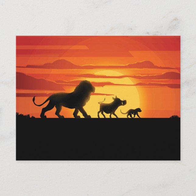 Carte Postale Lion King | Simba, Pumbaa & Timon Silhouette (Devant)