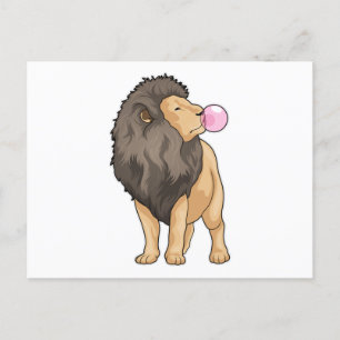 Carte Postale Lion mâchant du chewing-gum
