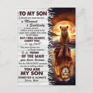 Carte Postale Lion Maman À Mon Fils J'Ai Fermé Mes Yeux