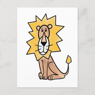 Carte Postale lion mignon dessin animé enfants rétro safari jung