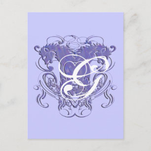 Carte Postale Lion Renaissance Mariage Monogramme Merci