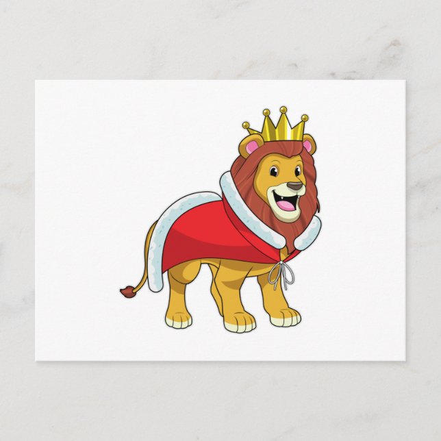 Carte Postale Lion Roi avec Couronne & Cape (Devant)