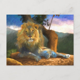 CARTE POSTALE LION SUR LE TRAVAIL