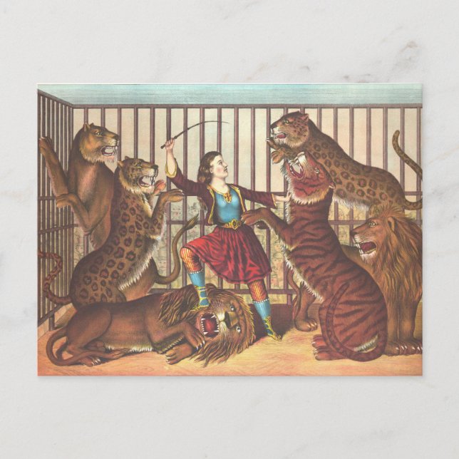 Carte postale Lion Tamer Vintage Circus (Devant)