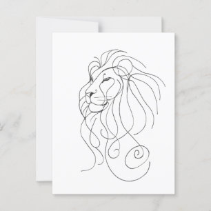 Carte Postale Lion tiré à la main - Art minimaliste de ligne