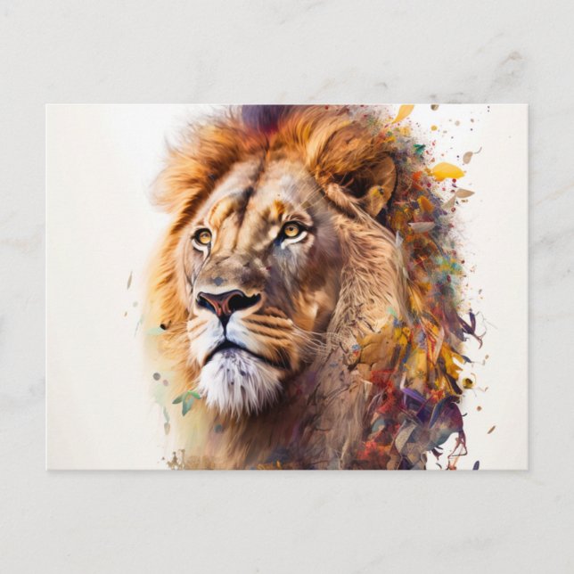 Carte postale Lion Watercolor (Devant)