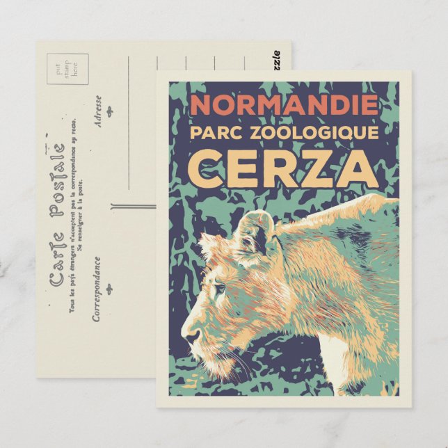Carte Postale Lioness, Parc Zoologique de Cerza en Normandie (Devant / Derrière)