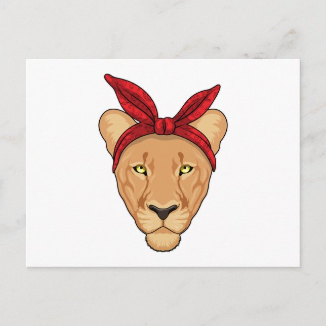 Carte Postale Lionne avec bandana (Devant)