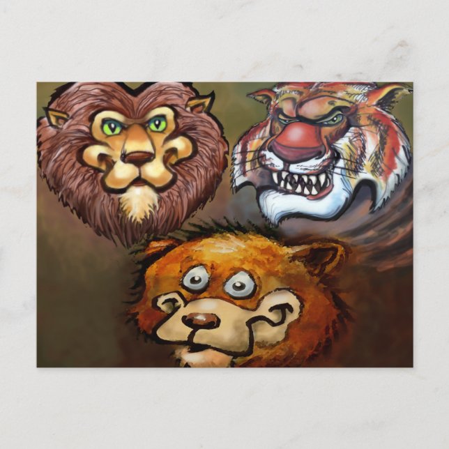 Carte Postale Lions et Tigres et Ours Oh My! (Devant)