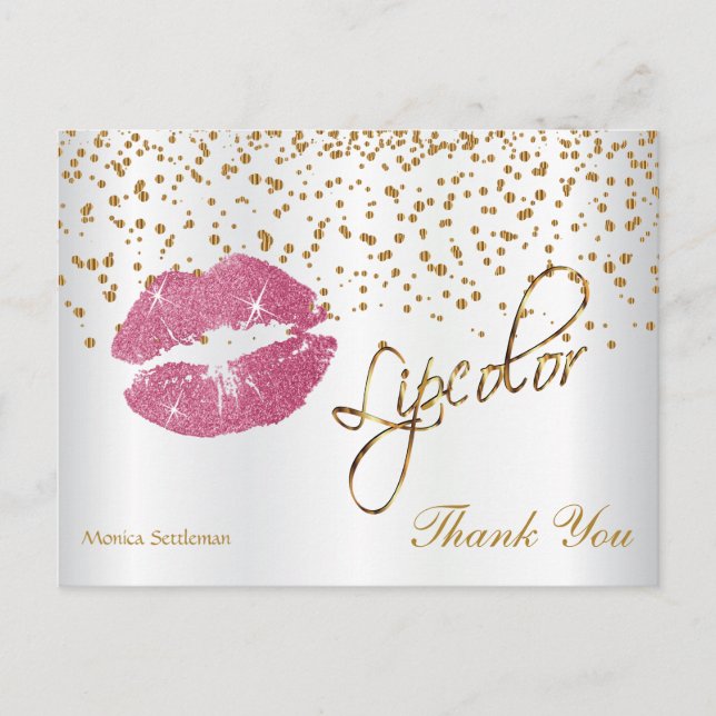 Carte Postale Lipcolor Jolies lèvres roses - Merci (Devant)
