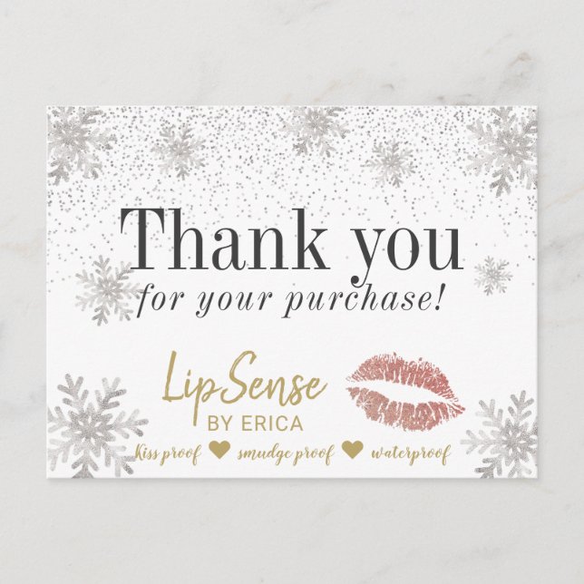 Carte Postale LipSense Rose Lips or Snowflakes Merci (Devant)