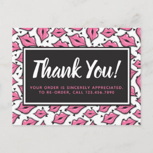 Carte Postale Lipstick Distributeur Merci Rose Lips Kiss