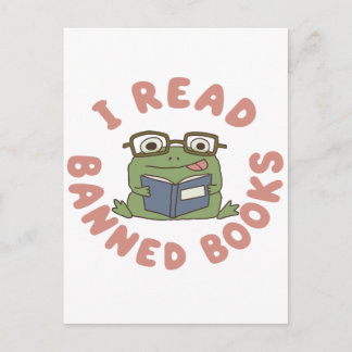 Carte Postale Lire des livres interdits Drôle de grenouille lisa