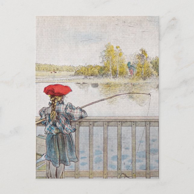 Carte Postale Lisbeth a Little Girl Fishing par Carl Larsson (Devant)