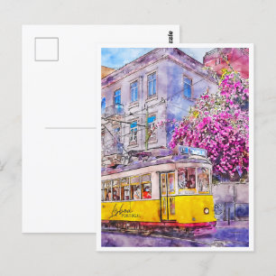 Carte Postale Lisboa Portugal Travel Place Aquarelle