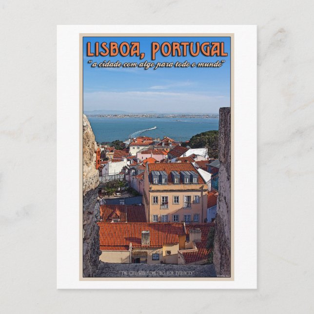 Carte Postale Lisbonne - Bateau sur le Tejo (Devant)