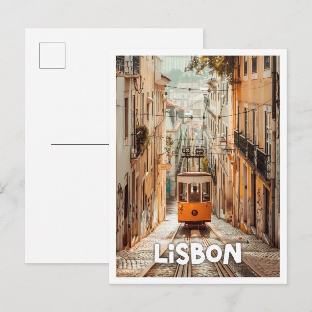 Carte Postale Lisbonne Portugal Art Voyage célèbre place (Devant / Derrière)