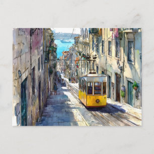 Carte Postale Lisbonne Portugal Illustration Photographie Train