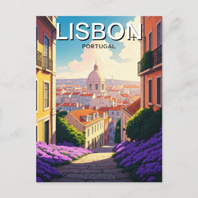 Carte Postale Lisbonne Portugal Panthéon Alfama Anime (Devant)