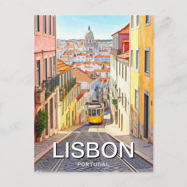Carte Postale Lisbonne Portugal Panthéon Alfama Aquarelle (Devant)