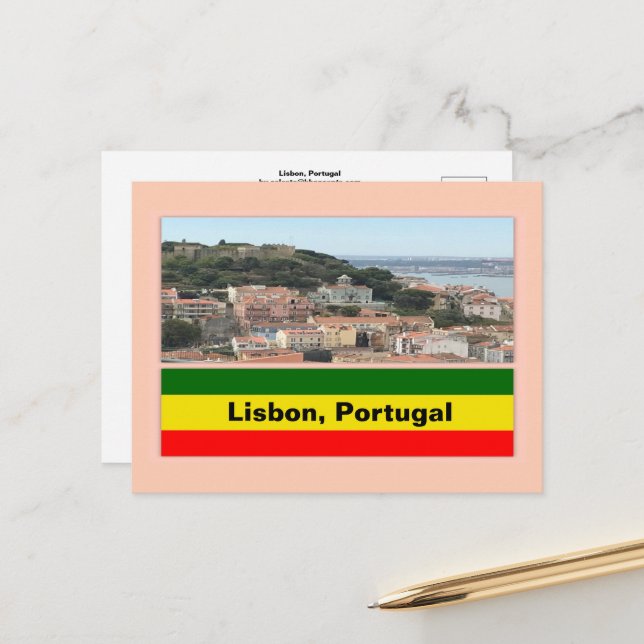 Carte Postale Lisbonne, Portugal Skyline (Devant/Arrière en situation)