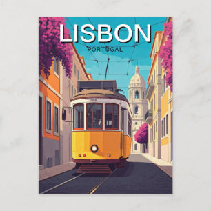 Carte Postale Lisbonne Portugal Tramway Jaune Romantique Style A