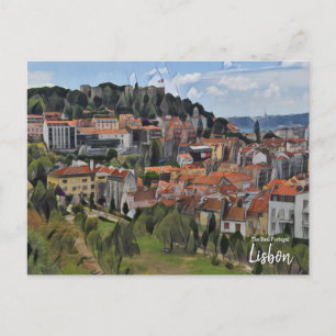 Carte Postale Lisbonne Vert Portugal
