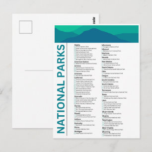 Carte Postale Liste des parcs nationaux aux États-Unis