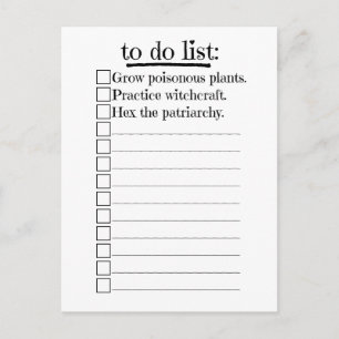 Carte Postale Liste des sorcières féministes à faire
