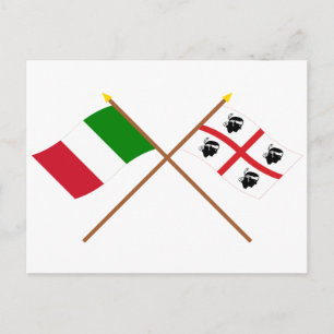 Carte Postale L'Italie et la Sardaigne ont croisé les drapeaux