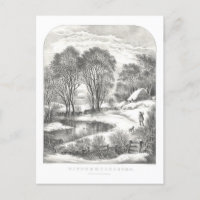 Lithographe vintage de la lune d'hiver Currier & I