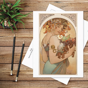 Carte Postale Lithographie des fruits Alphonse Mucha